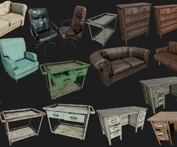 ArtStation - Old Furnitures PBR Collection | Game Assets