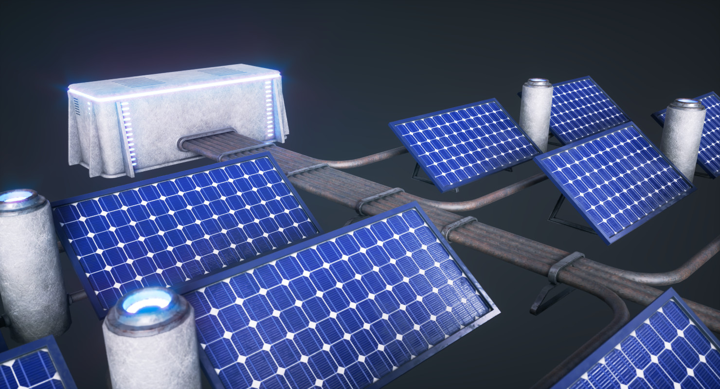 Corrected material. Солнечные панели на Марсе. ГЛОНАСС 3д модель. Solar Battery 3d model. Энергоячейка.