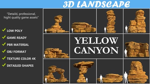 Low poly Yellow Canyon Desert Pack