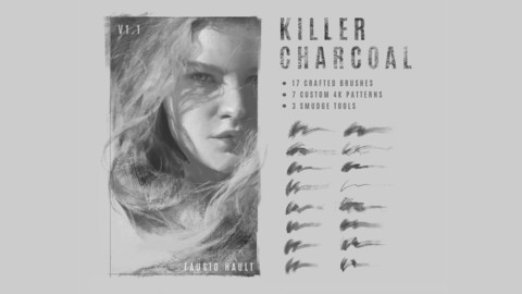 Killer Charcoal. Charcoal imitation brushes for Photoshop CS5+