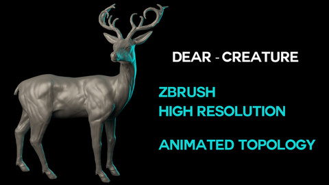 Deer - ZBrush Model & Animated Topology