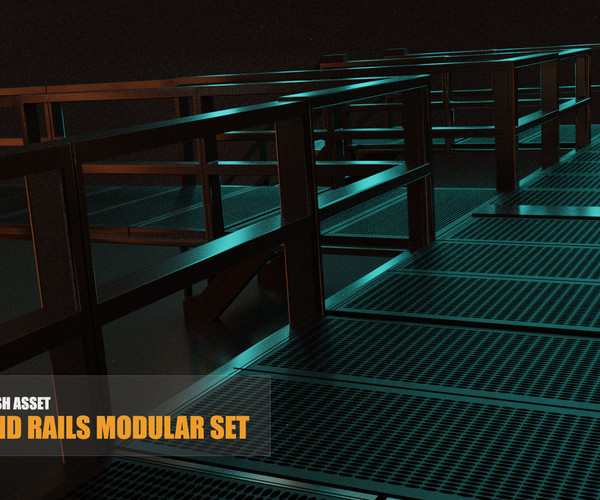 ArtStation - Stairs and Rails Modular Set | Resources