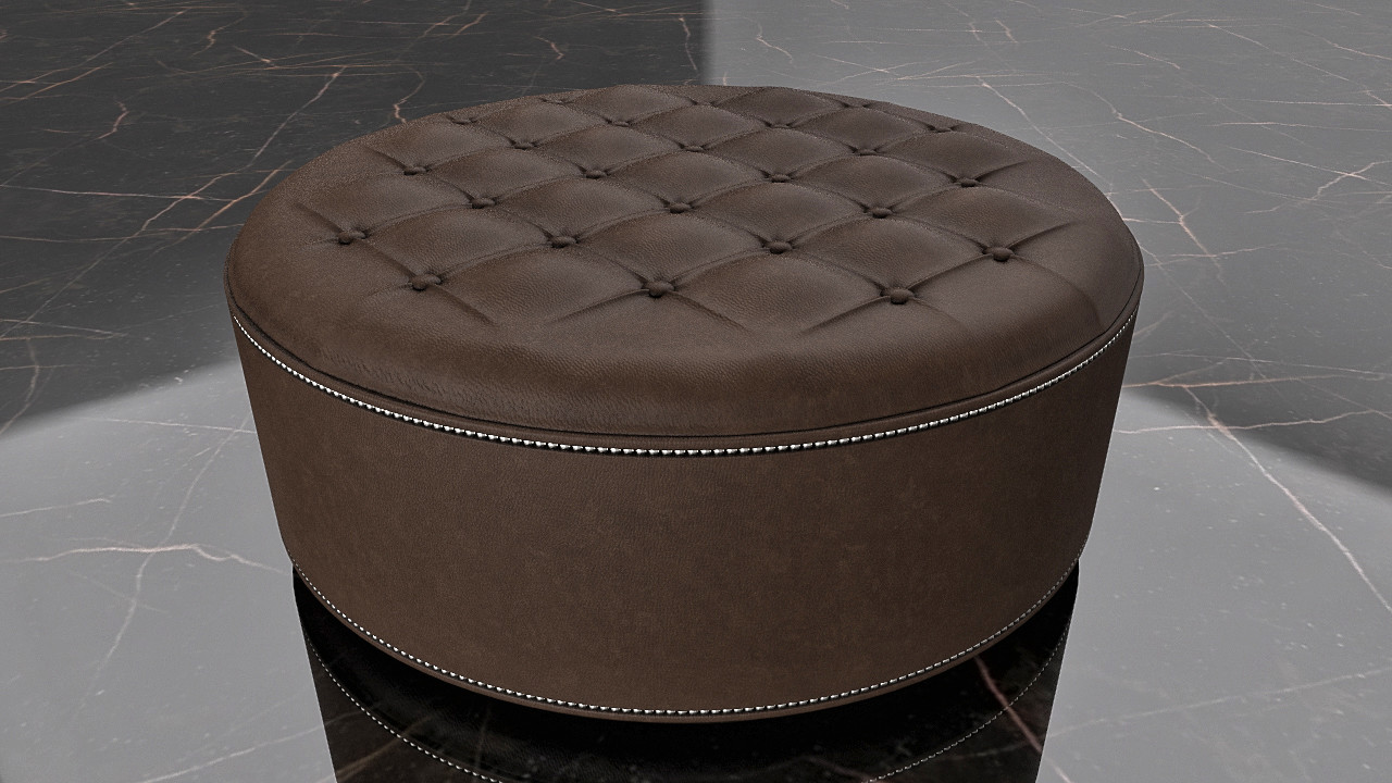 Round Leather Ottoman Footrest, Leather Foot Rest
