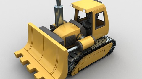 3D Cartoon bulldozer
