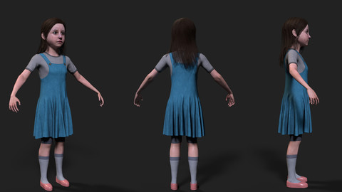 Girl Real Time Mesh 3D Model with 4k textures