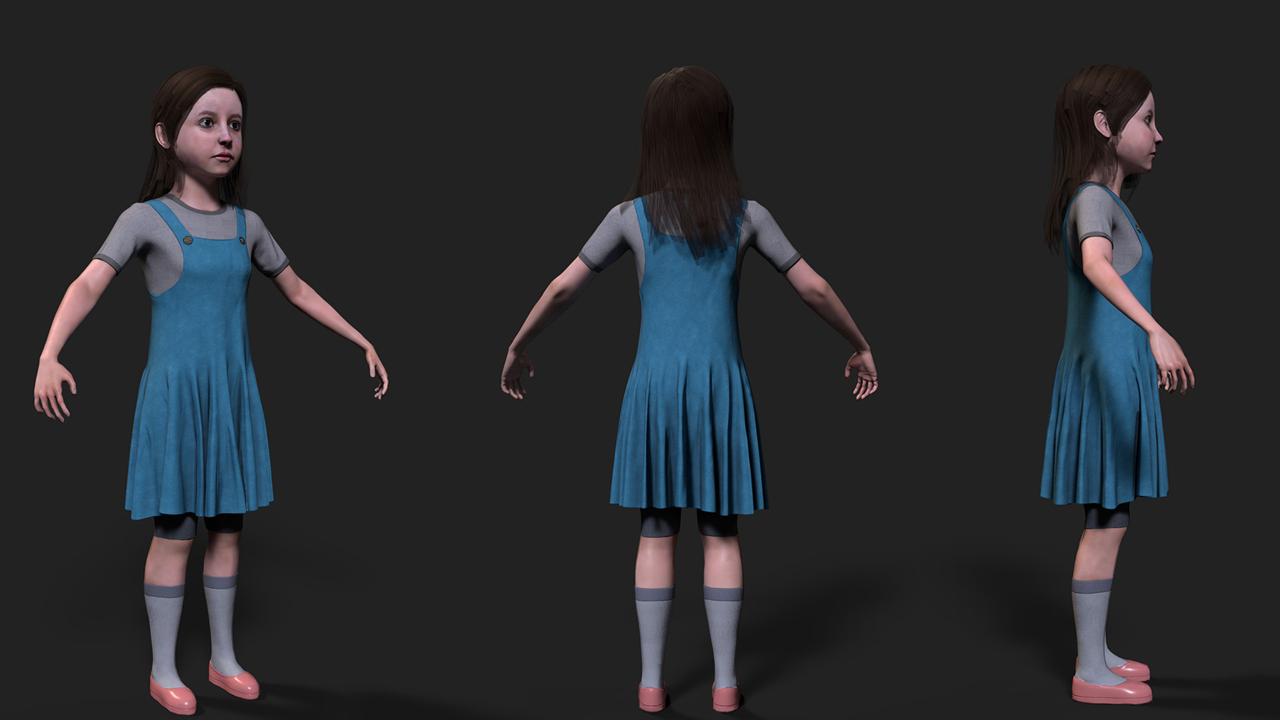 Girl Real Time Mesh 3D Model with 4k textures