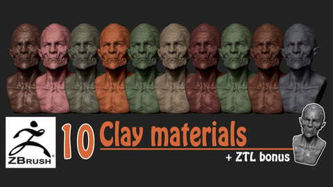 FREE 10 clay ZBrush materials