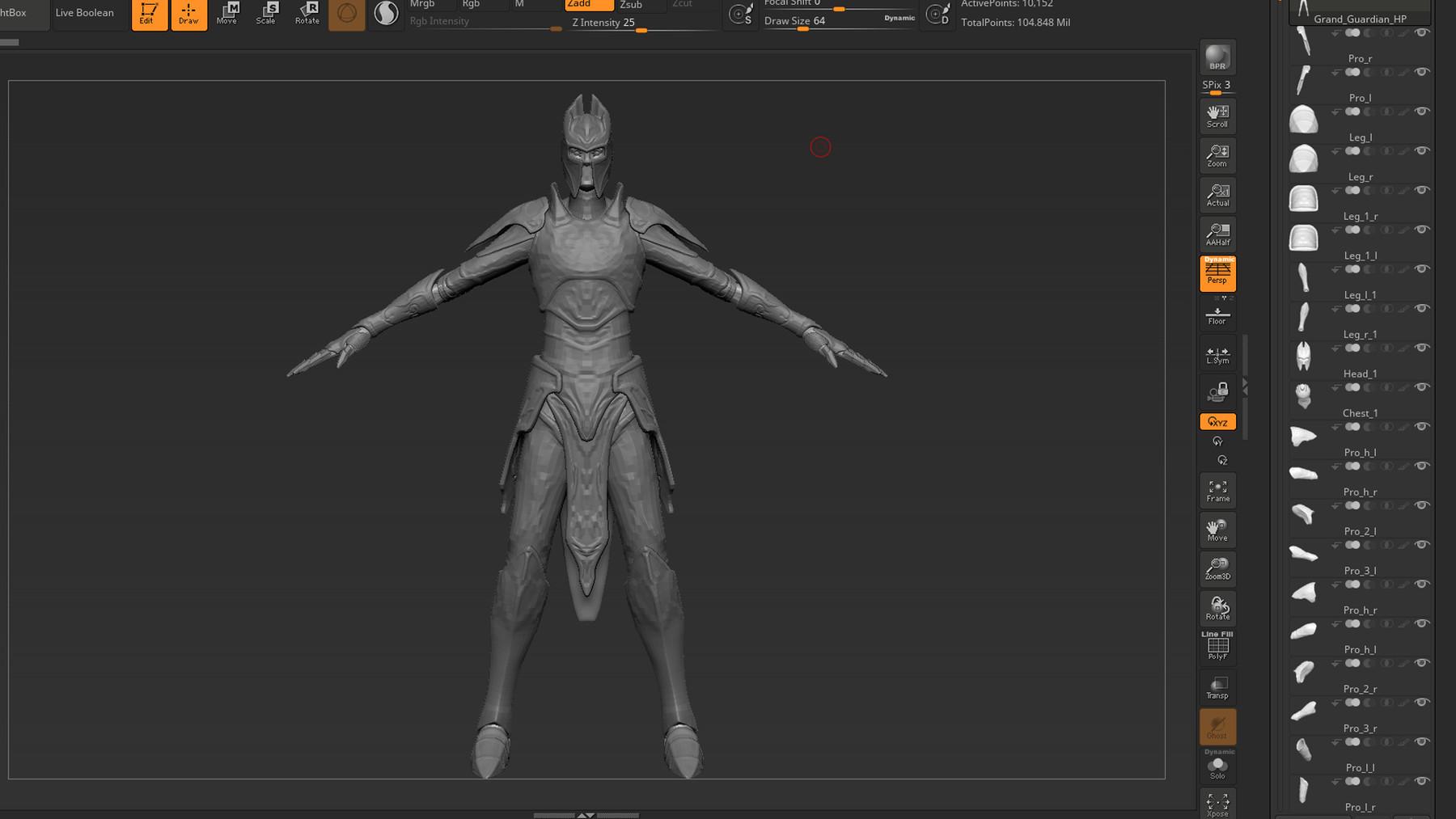 hot many polygons for a game ready model zbrush