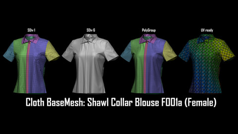 Marvelous + Cloth BaseMesh : Shawl Collar Blouse F001a (Female)