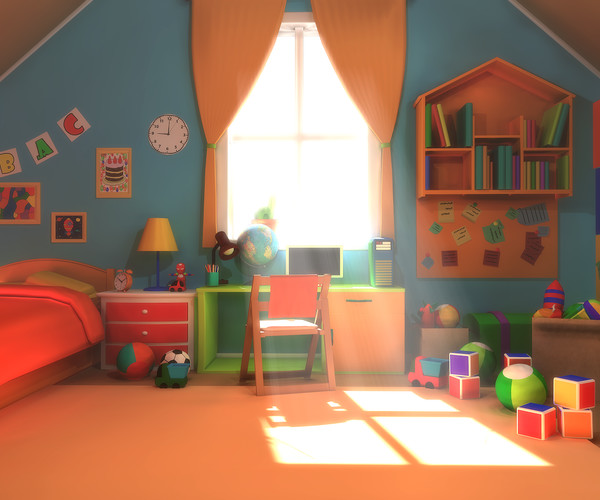 ArtStation - Asset - Cartoons - Bedroom- 02 3D model | Resources