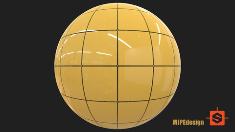 PBR Yellow Tiles Floor Glossy Texture