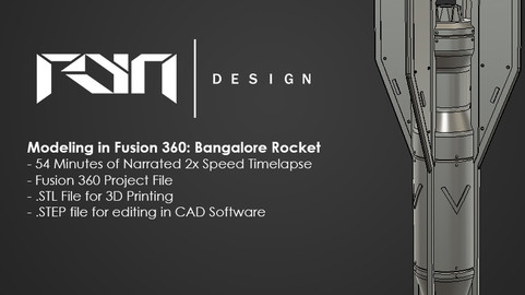 Modeling in Fusion 360: Bangalore Missile Tutorial / 3D Printable / Timelapse