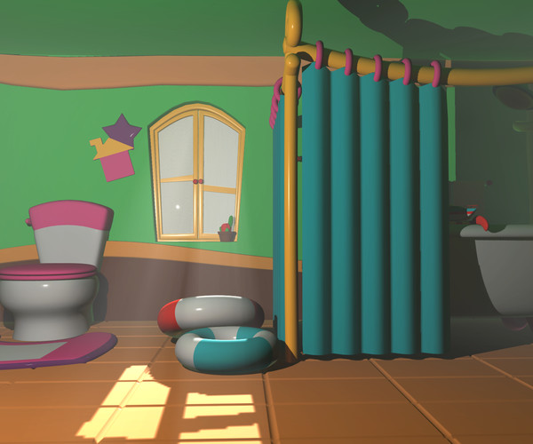 ArtStation - Asset - Cartoons - Bathroom 3D model | Resources