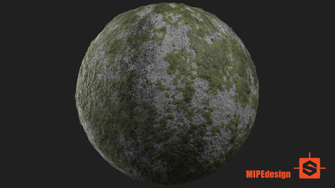 PBR Ground Concrete Mossy Texture