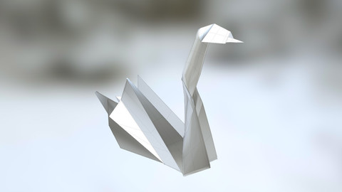 SWAN Realistic paper Origami / 3d Model of / Low-poly 3D model