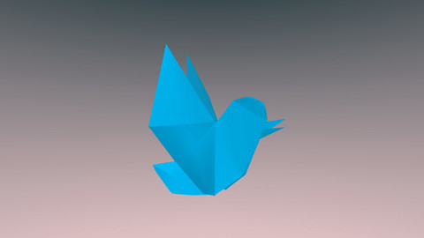 Origami TWITTER BIRD /  low-poly 3D model