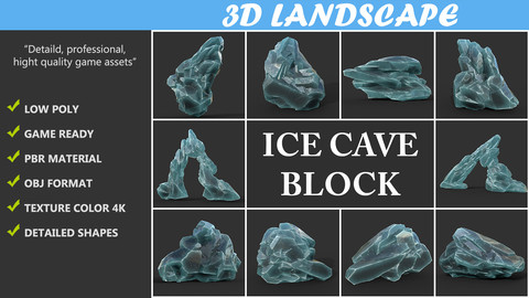 Low poly Ice Block Formation Pack A-190421