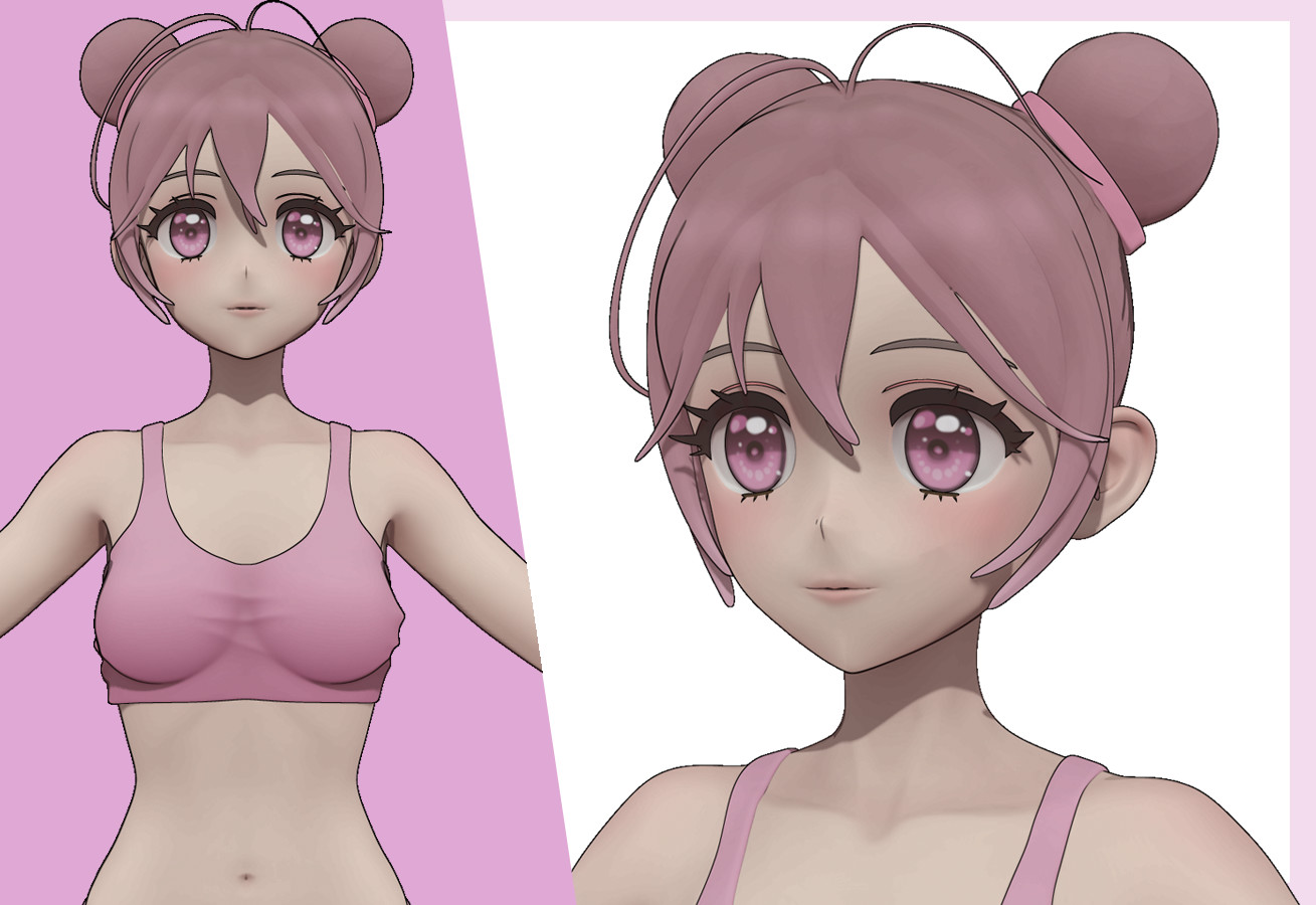 Character Anime Girl Head 3D Model - .Ma, Mb - 123Free3DModels