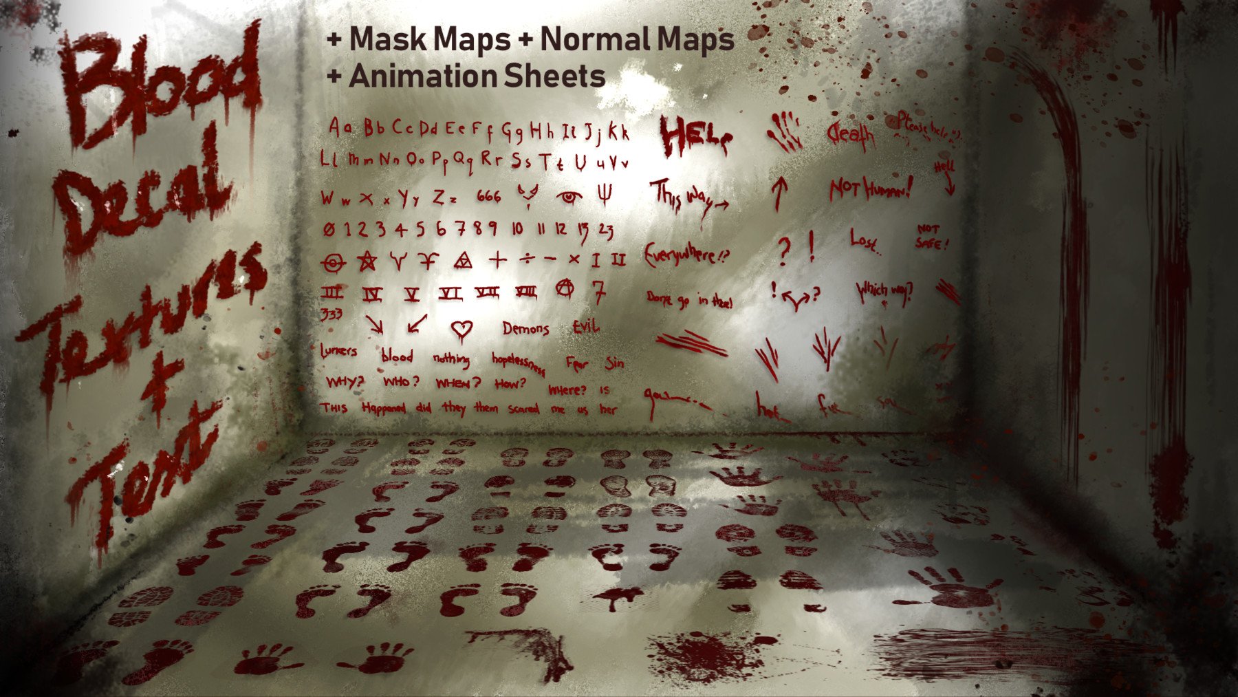 Polytricity Blood Decals Textures and Blood Text + Unity SRP,URP