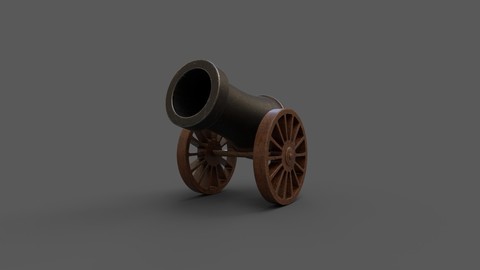 Stylized Cannon Low-poly 3D model Low-poly 3D model