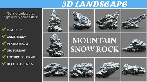 Low poly Mountain Snow Rock Pack B-190426