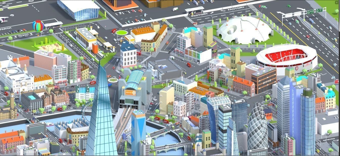 Simple city. Blender 3d City. City 3d model London.