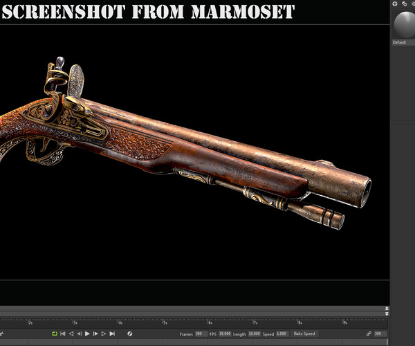 Artstation Flintlock Pistol Game Ready Marmoset Scene Presentation File Psd Game Assets