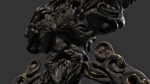 Gothic Fantasy Head Door Knob Game-ready 3D Asset (UE4) ( Prop #3)