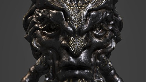 Gothic Fantasy Head Door Knob Game-ready 3D Asset (UE4) ( Prop #6)