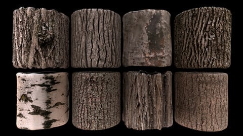 8 Materials Photogrammetry Trees PBR 4k Tile Textures