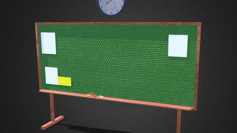 Blackboard and animated wall clock