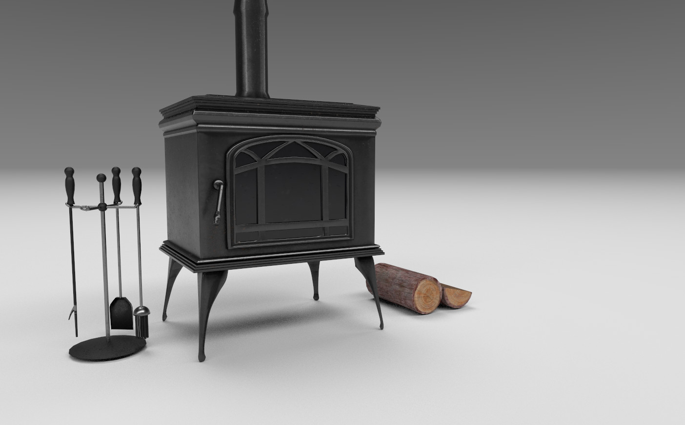 Jack Davies Fireplace And Logs And Equipment Low Poly 3d Model