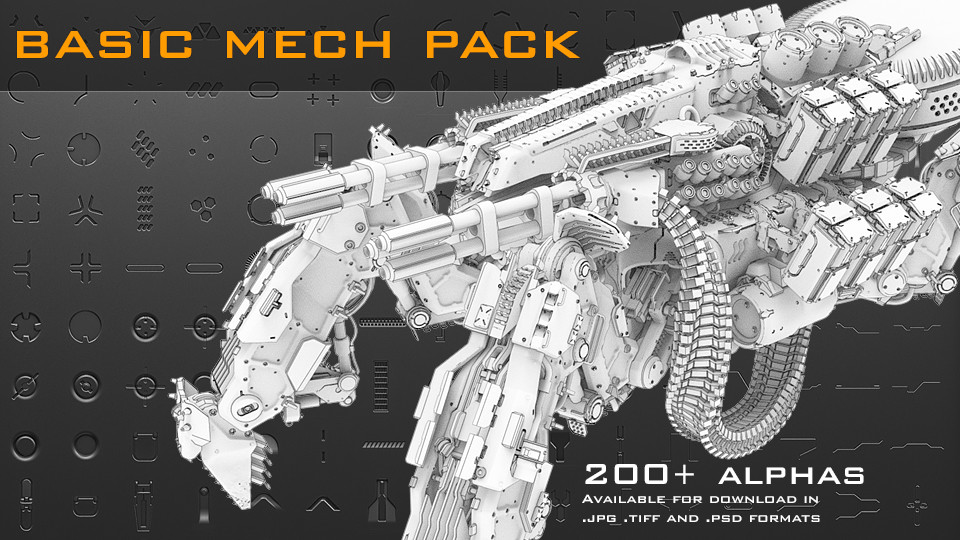 ArtStation - Basic Mech Pack with 200+ Alphas | Brushes