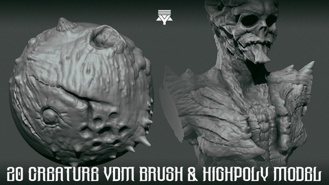 20 Creature VDM Brush & Highpoly Model