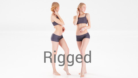 Scanned rigged female (woman) sport model 01