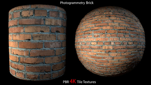 Photogrammetry Brick wall PBR 4k Tile Texture