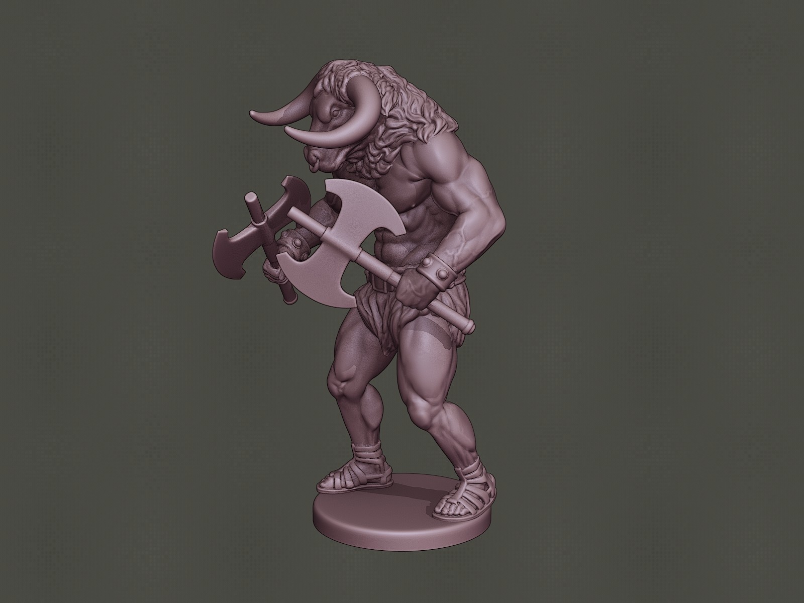 Artstation Minotaur Warrior Agressive Two Axes Resources