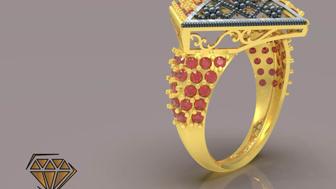 Flower Box Ring with Beads 3D print model