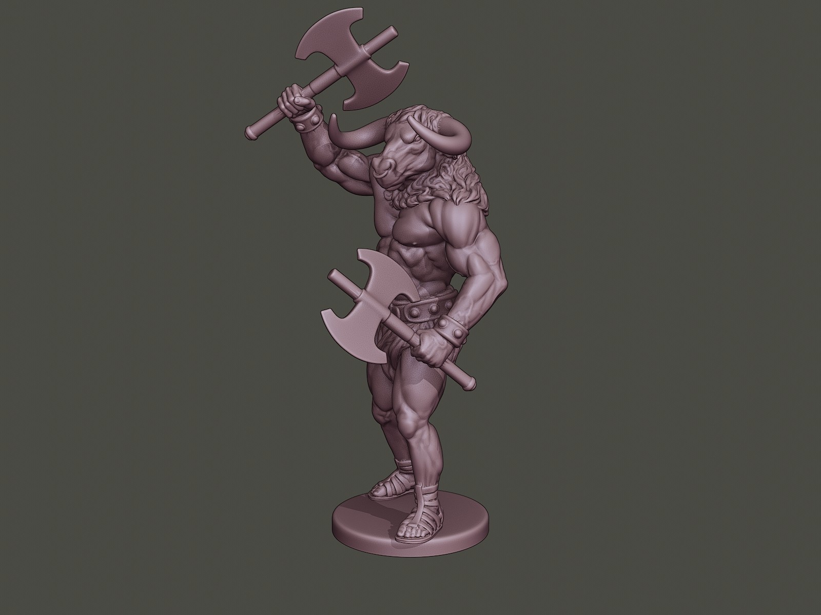 Artstation Minotaur Warrior Stand2 Two Axes Resources