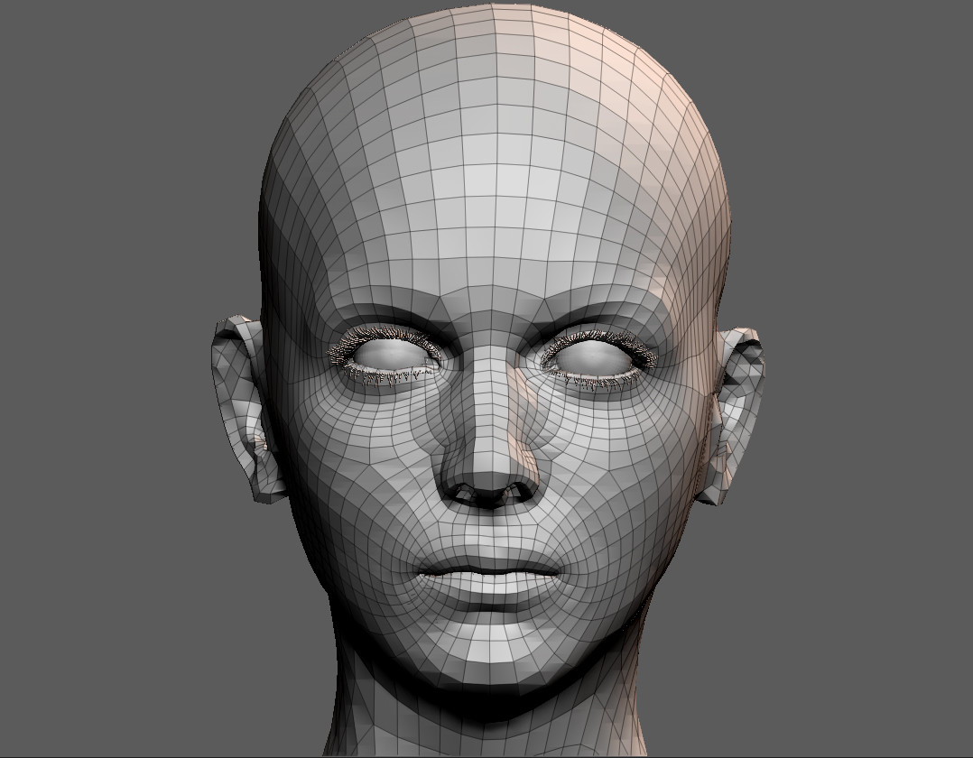 ArtStation High detailed female face with UV and low