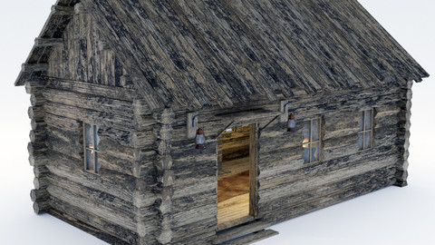 Wooden Hut With Interior