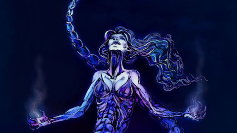 Poisonous - Scorpion woman in blue light
