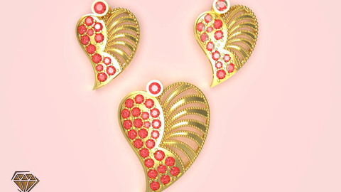 Heart Pendant with Beads 3D print model