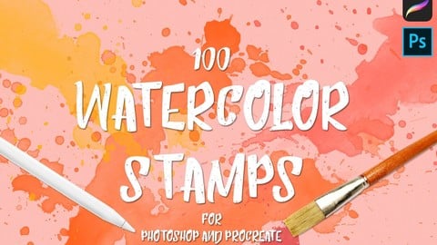 100 Watercolor Procreate Stamp Brushes