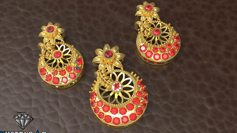 Flower Pendant with gemstones 3D print model