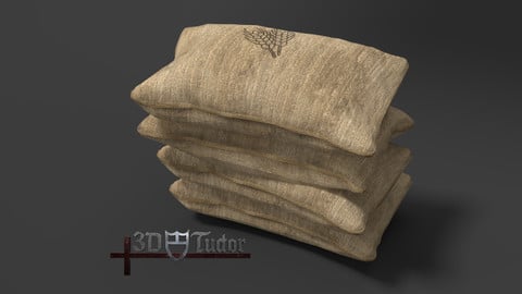 Food Sack Grain Stacked 3D Model