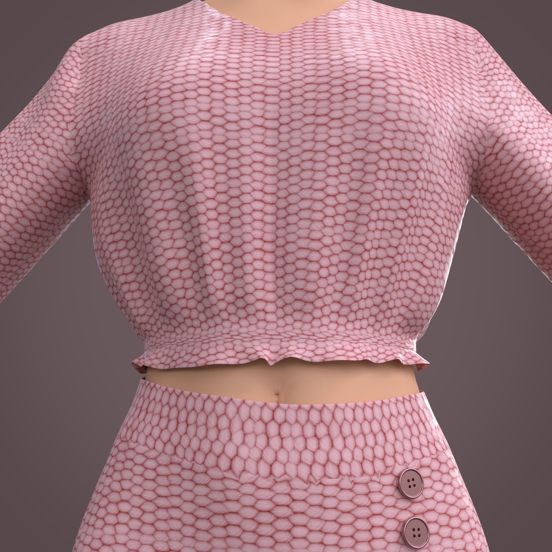 button front skirt 3d