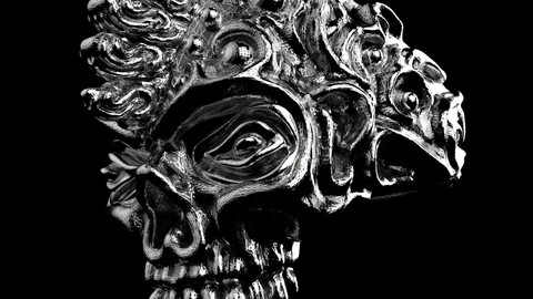 Badass Gothic Punk Skull Ring CAD