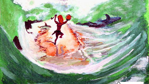 Shaman in the Middle  watch out fish  (Canvas print)