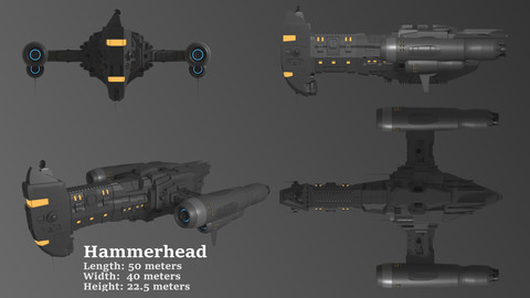 Hammerhead Corvette 3D Spaceship Game Model